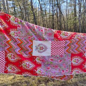 Vibrant Red Patchwork Quilt